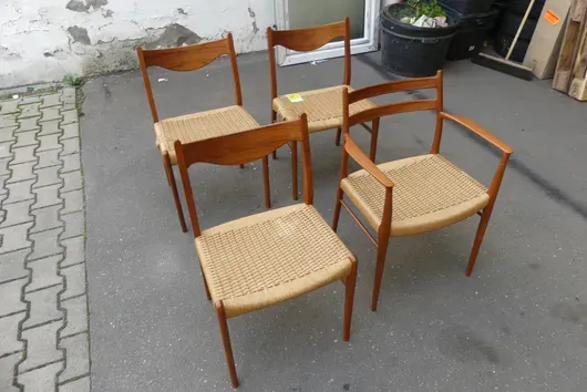 4x Glyngøre Stolefabrik Stühle mit Geflechtsitz