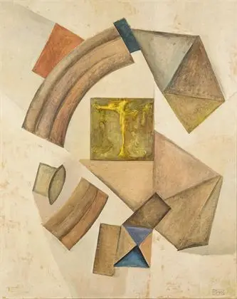 KLAMPÄCKEL, Gerhard (1919 Vaitele – 1998 Chemnitz). Composizione astratta con crocifissione