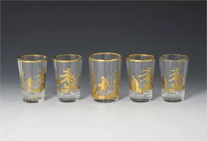 1 + 4 gobelets avec peinture à l'or