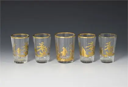 1 + 4 gobelets avec peinture à l'or