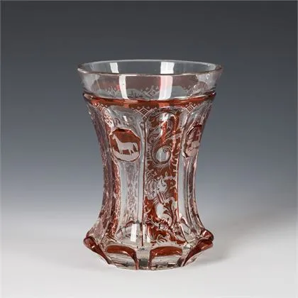 Gobelet Biedermeier à motifs de chasse