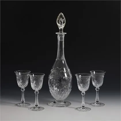 Carafe et 4 verres du service "Stefanie". Josephinenhütte