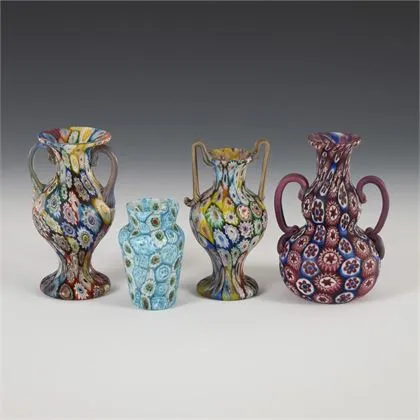 4 petits vases Millefiori. Murano