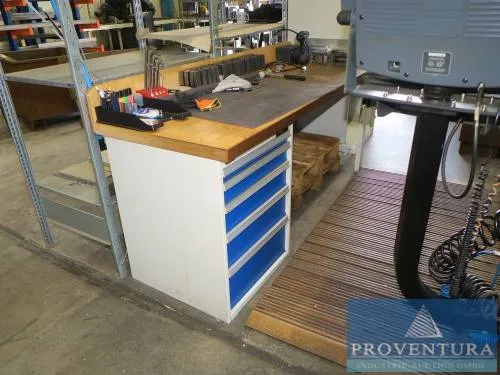 Table de travail GARANT acier/bois env. 180x80x74h cm
