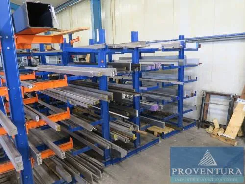 Cantilever rack steel blue/orange freestanding 2-sided