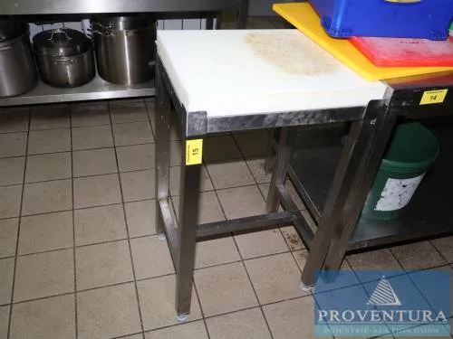 Edelstahl-Hackblock HENDI ca. 500x400x800 mm Platte Polyurethan HDPE500