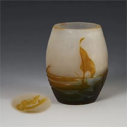Vase Art nouveau paysage marin. Gallé