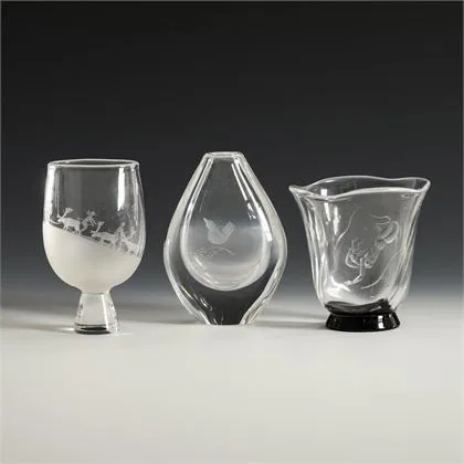 3 glazen Orrefors. Orrefors Glasbruks