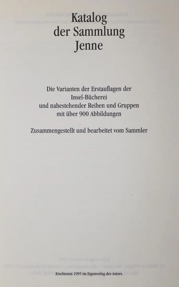 Jenne,H. – Katalog der Sammlung Jenne