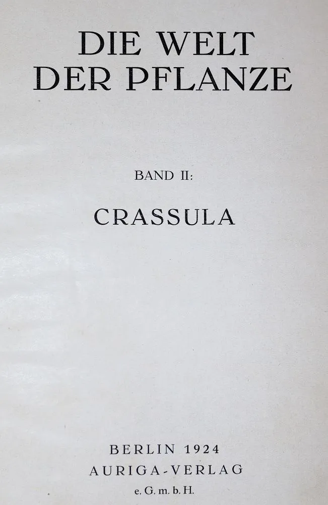 Фурманн, Э. – Die Welt der Pflanze, том II: Crassula