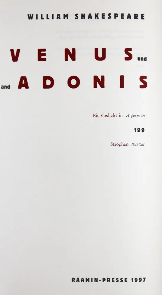 Shakespeare,W. – Venus und Adonis