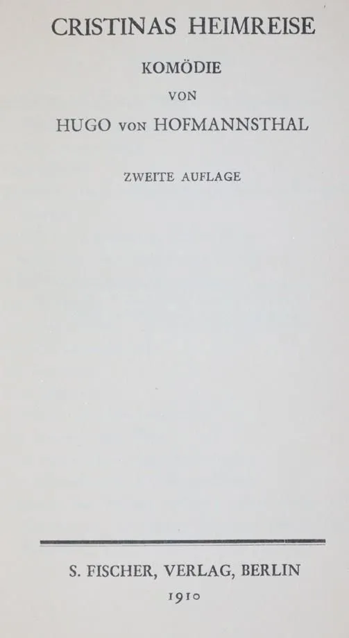 Hofmannsthal,H.v. – Cristinas Heimreise