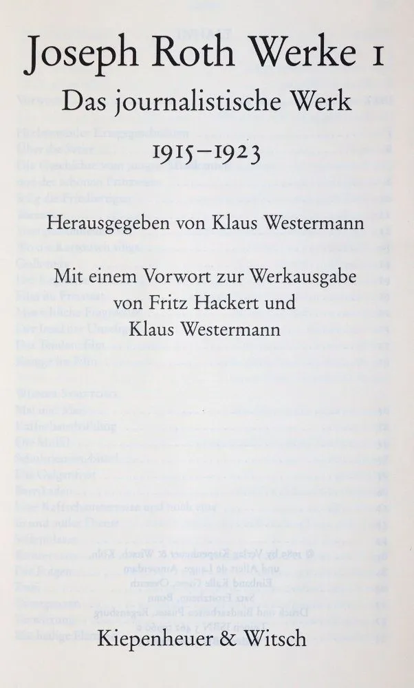 Roth,J. – Werken