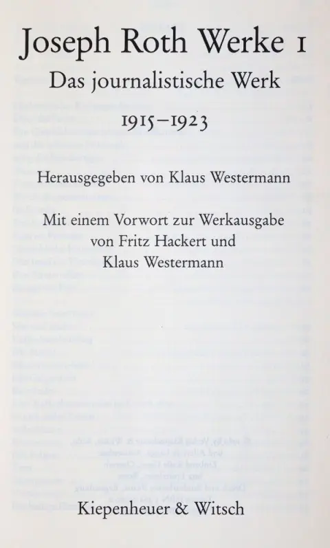 Roth,J. – Werken