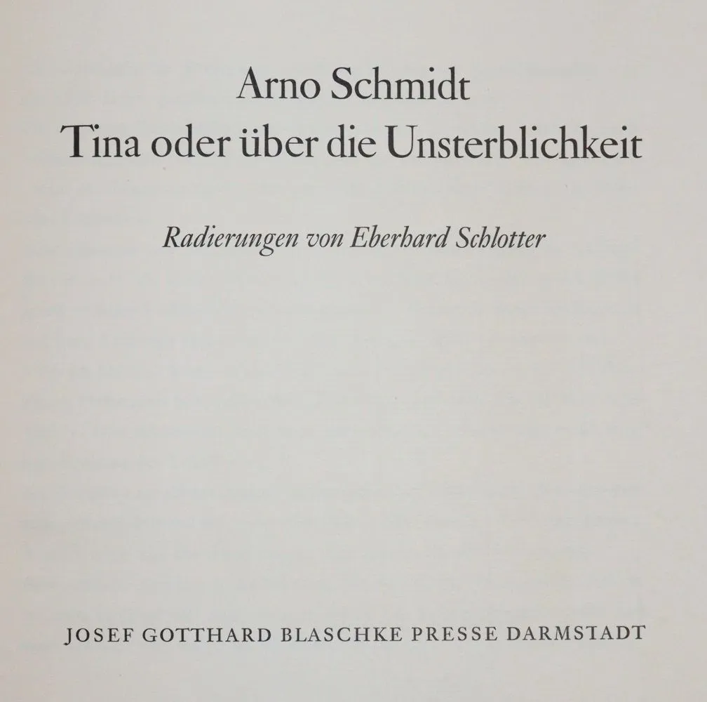Schmidt, A. – Tina ou sur l'immortalité