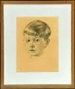 Bletschacher, Max Joseph, 1903 - 1972 – Kreidezeichnung, weiß gehöht, auf braunem Papier, 23 x 17 cm, "Bildnis eines Knaben", u.r. sign., undeutl. dat., R,…