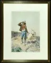 DeAngelis, Domenico, 1852 - 1904 Rome – Aquarelle, 49 x 35 cm, "Jeune berger avec chèvre", signée en bas à droite, lieu "Roma", brunie, R, Lit. : Saur;