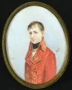 Derel, artiste du 19e ou 20e siècle – Gouache, 10 x 8 cm, "Portrait d'un jeune homme", signée en bas à droite, cadre en laiton