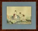Hanke, F., artiste du 19e s. – Aquarelle, 23 x 32 cm, "Rastende Hirten", signé en bas à droite, daté 1860, bruni, R