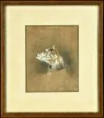Heicke, Franz, actif à Vienne vers 1845 – Aquarelle, rehaussée de blanc, 17 x 14 cm, "Tête de chien", signée en bas à gauche, datation illisible, brunie, tachée, R, Lit. : Busse,…