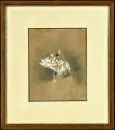 Heicke, Franz, actif à Vienne vers 1845 – Aquarelle, rehaussée de blanc, 17 x 14 cm, "Tête de chien", signée en bas à gauche, datation illisible, brunie, tachée, R, Lit. : Busse,…