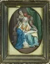 Malíř svatých 19. stol. – Kvaš, 11 x 8,5 cm, oválný, "Anna s Joachimem a Marií", R;