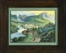 Landschaftsmaler des 19. Jh. – Gouache, 24 x 33,5 cm, "Stadt am Fluss", fleckig, R;