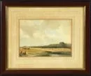 Landschaftsmaler des 19./20. Jh. – Aquarell, 12 x 16,5 cm, "Erntelandschaft", gebräunt, R;