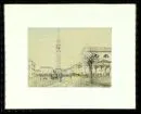 Landscape painter of the 20th century – Watercolour, 16 x 22.5 cm, "Cordenons - Piazza della Vittoria", indistinct signature lower right, location note, browned, R