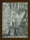 Monogrammiste du 20e s. – Dessin à la plume, aquarellé, 50 x 37 cm, "Intérieur gothique avec positifs d'orgue", monogrammé en bas au milieu "A. A." (ligaturé), daté 1984, R;