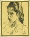 Monogrammist des 20. Jh. – Kohlezeichnung, 36,5 x 29 cm, "Brustbildnis eines Mädchens", u.r. monogr. "H. R.", dat. 1910, gebräunt, R;