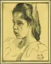 Monogrammiste du 20e s. – Dessin au fusain, 36,5 x 29 cm, "Buste d'une jeune fille", monogrammé en bas à droite "H. R.", daté 1910, bruni, R;