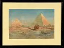 Orientalista 20. stol. – Akvarel, 16,5 x 25,5 cm, "Sfinga a pyramidy", R;