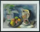 Peintre de natures mortes du 20e siècle – Pastel gras, 31 x 43 cm, "Nature morte"
