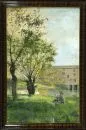 Unbekannter Künstler des 20. Jh. – Aquarell, 49 x 31 cm, "Uferlandschaft mit rastendem Knaben", u.l. undeutl. bez., gebräunt, fleckig, R;