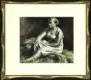Unbekannter Künstler des 20. Jh. – Gouache, 22,5 x 25,5 cm, "Magd im Heu", u.r. undeutl. sign., R;