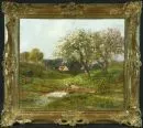 Arnegger, Alois, 1879 - 1963 Vienne – Huile/Panneau de contreplaqué, 57,5 x 67 cm, "Basse-cour au printemps", signé en bas à droite