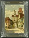 Becker, J., 20e-eeuwse kunstenaar – Olie/Doek, 60 x 43 cm, "Rothenburg ob der Tauber - Markusturm", gesigneerd linksonder