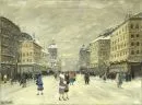 Berkes, Antal, 1874 - 1938 Budapest – Öl/Lwd, 60 x 80 cm, "Winterliche Straßenszene wohl in Budapest", u.l. sign., o.R, Lit.: Vollmer, Busse, Saur;