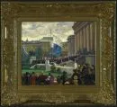 Bischof, Anton, 1877 - 1962 Weißenhorn – Huile/toile, 32,5 x 38 cm, "Réception du Generalfeldmarschall Paul von Hindenburg le 21 août 1922 devant l'Ancien…