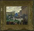 Bischof, Anton, 1877 - 1962 Weißenhorn – Huile/toile, 32,5 x 38 cm, "Réception du Generalfeldmarschall Paul von Hindenburg le 21 août 1922 devant l'Ancien…