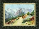 Exter, 20e-eeuwse kunstenaar – Olie/karton, 21 x 29,5 cm, "Berglandschap", gesigneerd rechtsonder.