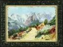Exter, artiste du 20e s. – Huile/carton, 21 x 29,5 cm, "Paysage de montagne", signé en bas à droite.