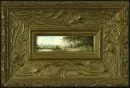Frey, Ludwig, 1953 Augsburg – Öl/Sperrholzplatte, 3,5 x 12,5 cm, rücks. betit. "Landschaft im Allgäu", u.r. sign., Lit.: im Hause;