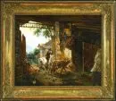 Genremaler des 19. Jh. – Öl/Lwd, 55 x 68 cm, "Heimkehrender Bauer mit Tieren";
