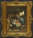 Peintre de genre des 19e/20e s. – Huile/toile, 35 x 29 cm, "Intérieur avec joueurs de cartes", repeints