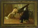 Peintre de genre des 19e/20e s. – Huile/toile, 78 x 117 cm, "La leçon de musique", sign. illisible en bas à droite, parties doublées
