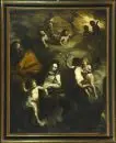 Peintre de saints des XVIIe/XVIIIe s. – Huile/toile sur panneau, 92 x 74 cm, "Sainte Famille avec anges", restauré