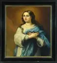 Peintre de saints du XVIIIe s. – Huile/toile, doublée, 71 x 62 cm, "Maria Immaculata"