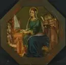 Peintre de saints du 19e s. – Huile/fer-blanc, 25 x 25 cm, octogonal, "Sainte Cécile", manques de couleur, marques